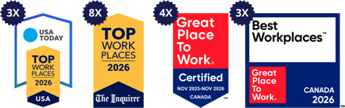 2019-2026 top workplace award presented by the philadelphia inquirer. USA Today Top Workplace 2026. Best Workplaces Canada - Great Place to Work.